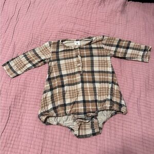 Kate Quinn Brown and Cream Plaid Bodysuit